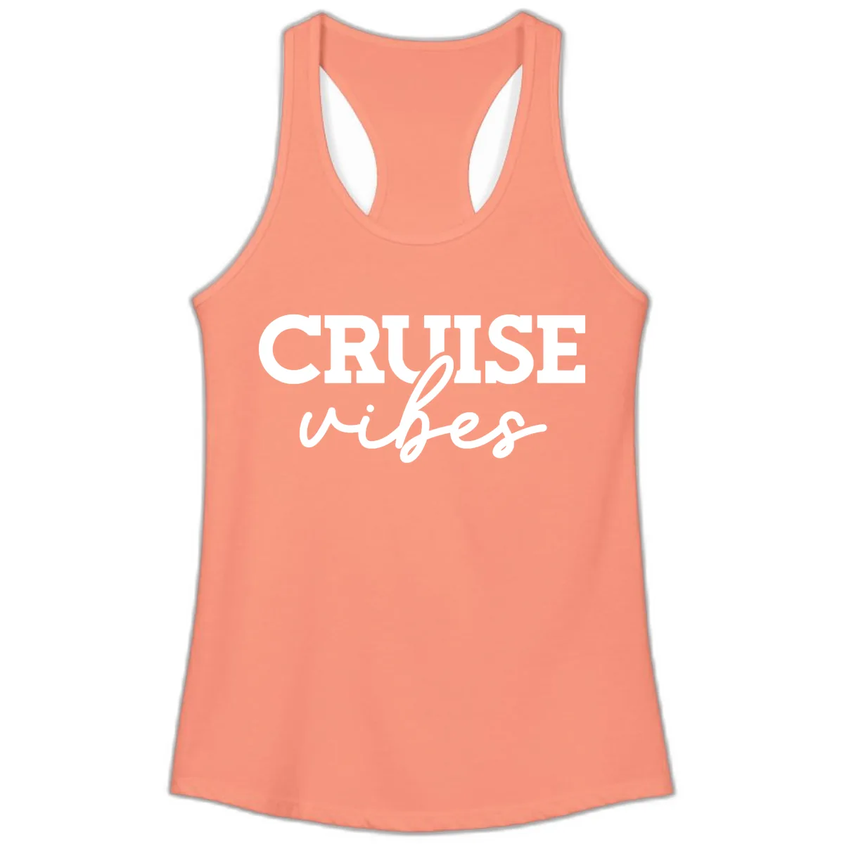 Cruise Vibes Script Ladies Tank in Solid Light Orange