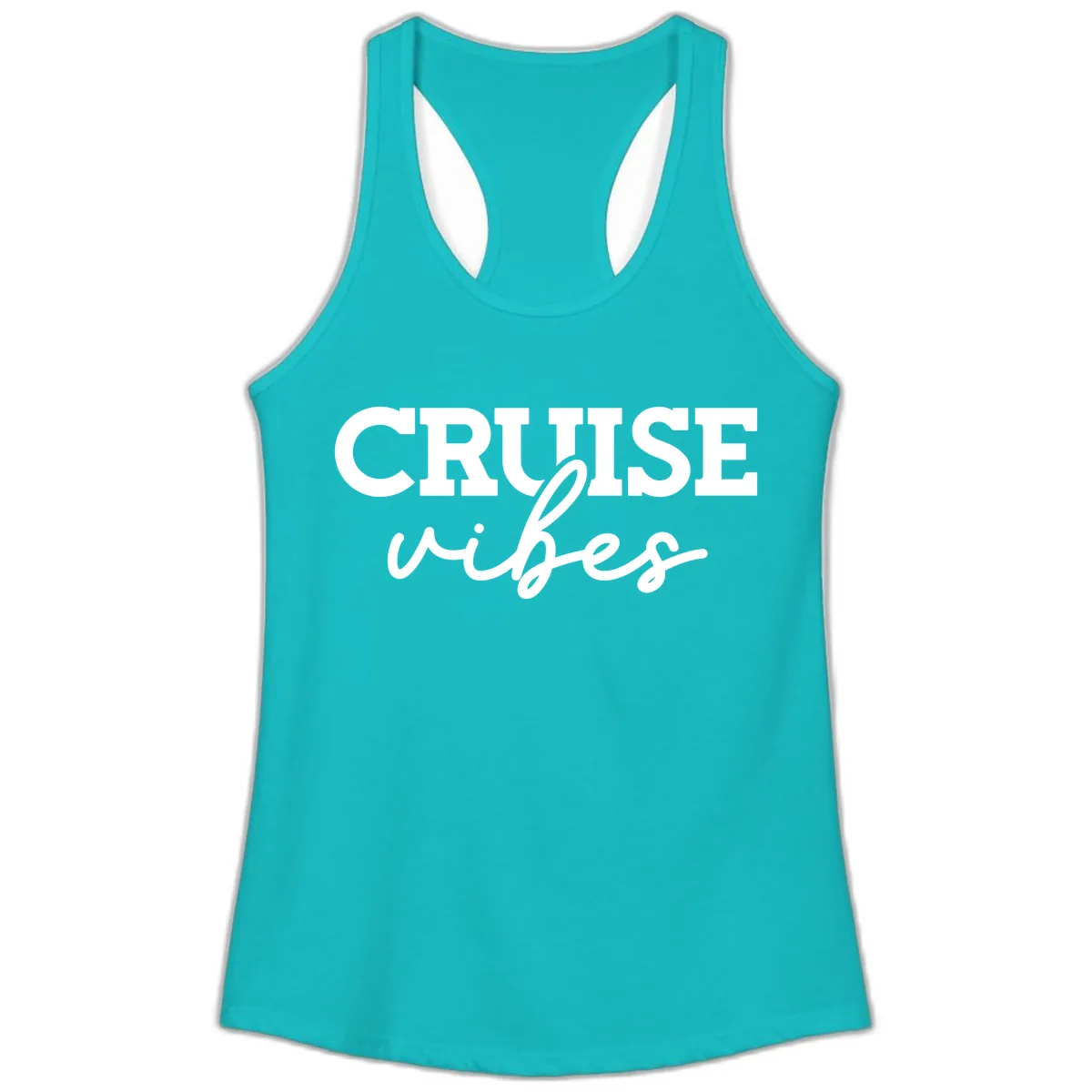 Cruise Vibes Script Ladies Tank in Tahiti Blue