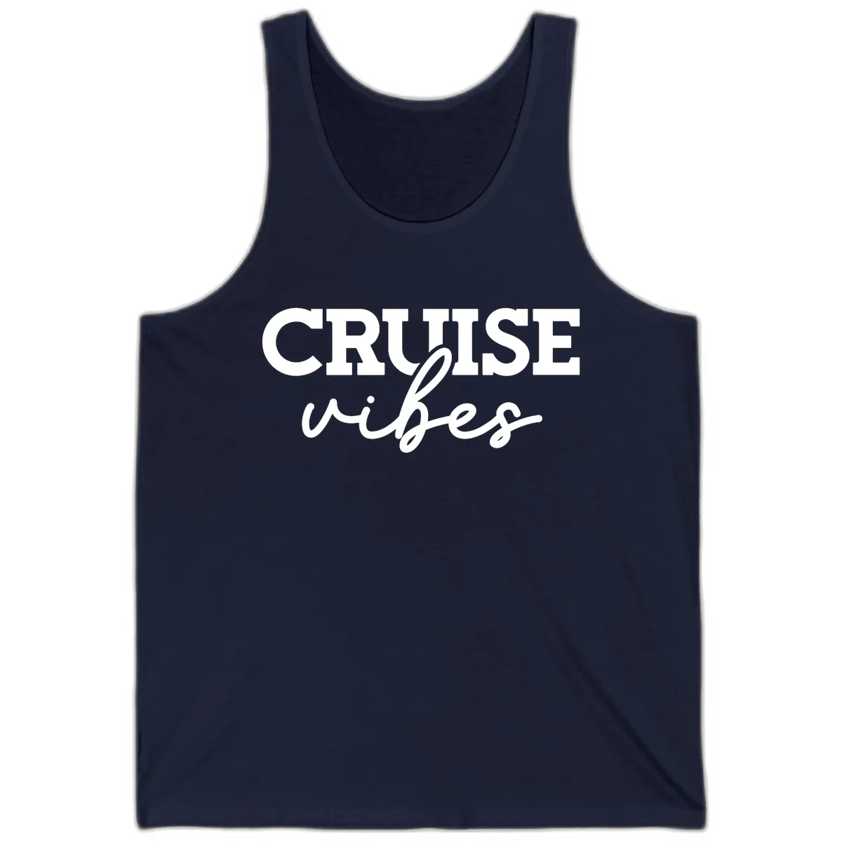 Cruise Vibes Script Tank in Navy