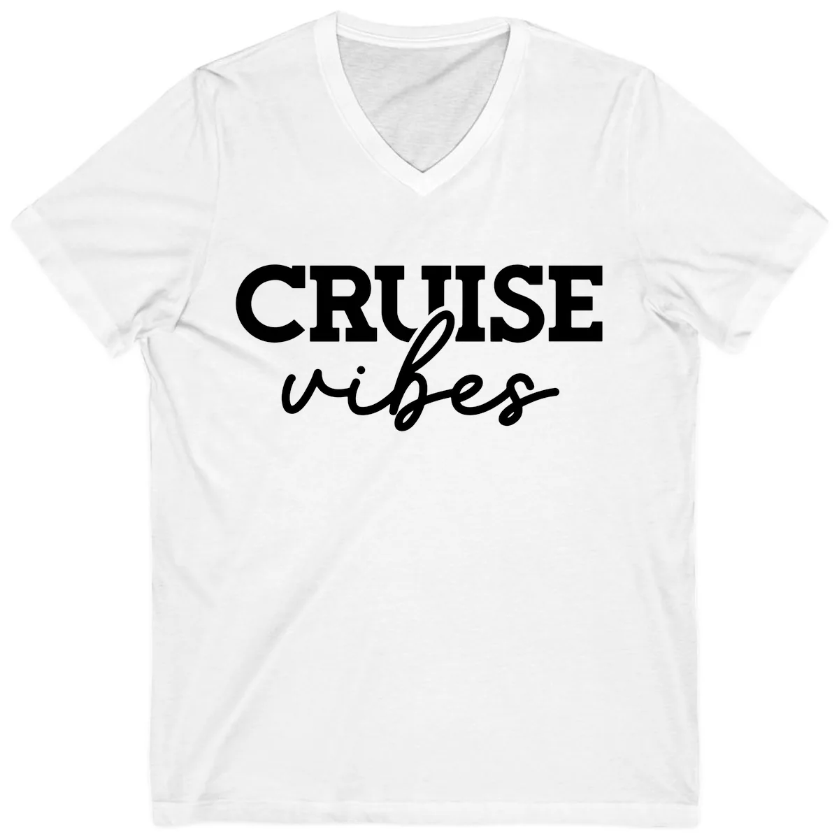 Cruise Vibes Script V-Neck in White