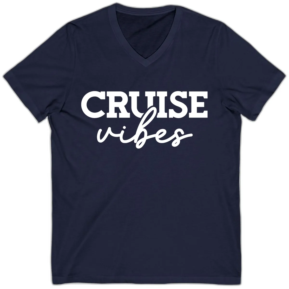 Cruise Vibes Script V-Neck in Navy