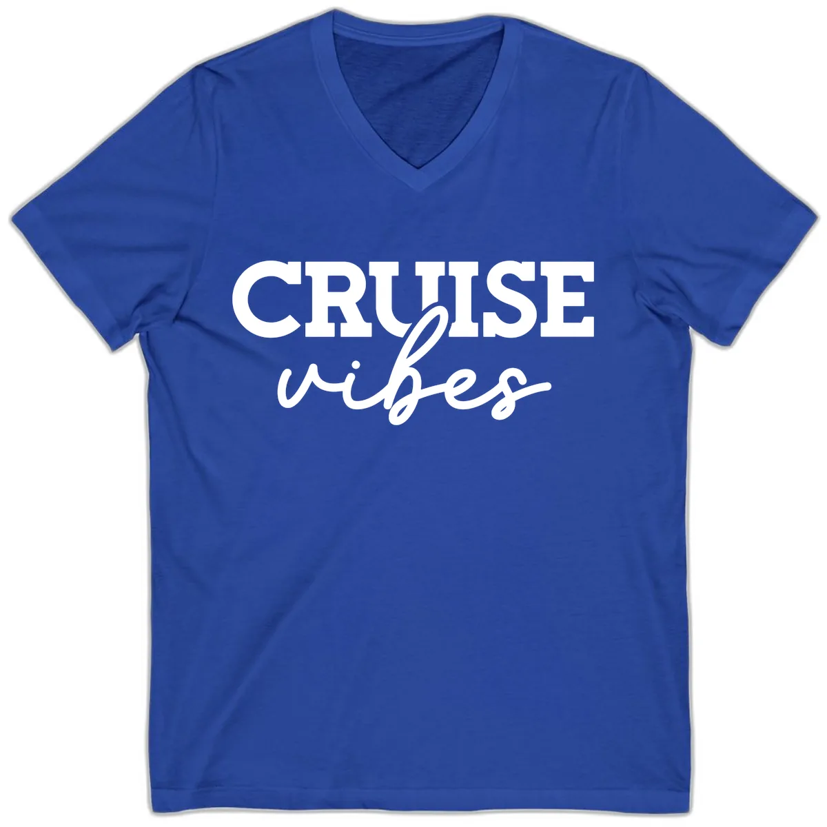 Cruise Vibes Script V-Neck in True Royal