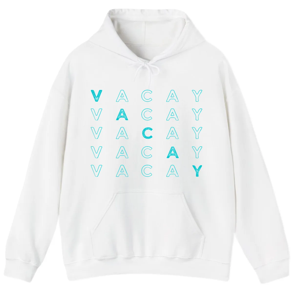 Vacay Repeat Pattern Hoodie in White