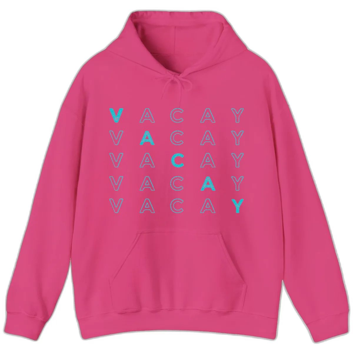 Vacay Repeat Pattern Hoodie in Heliconia