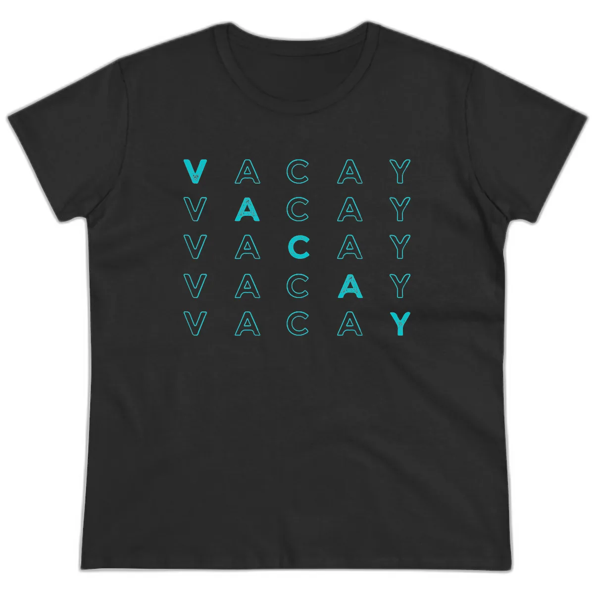 Vacay Repeat Pattern Ladies Tee in Black