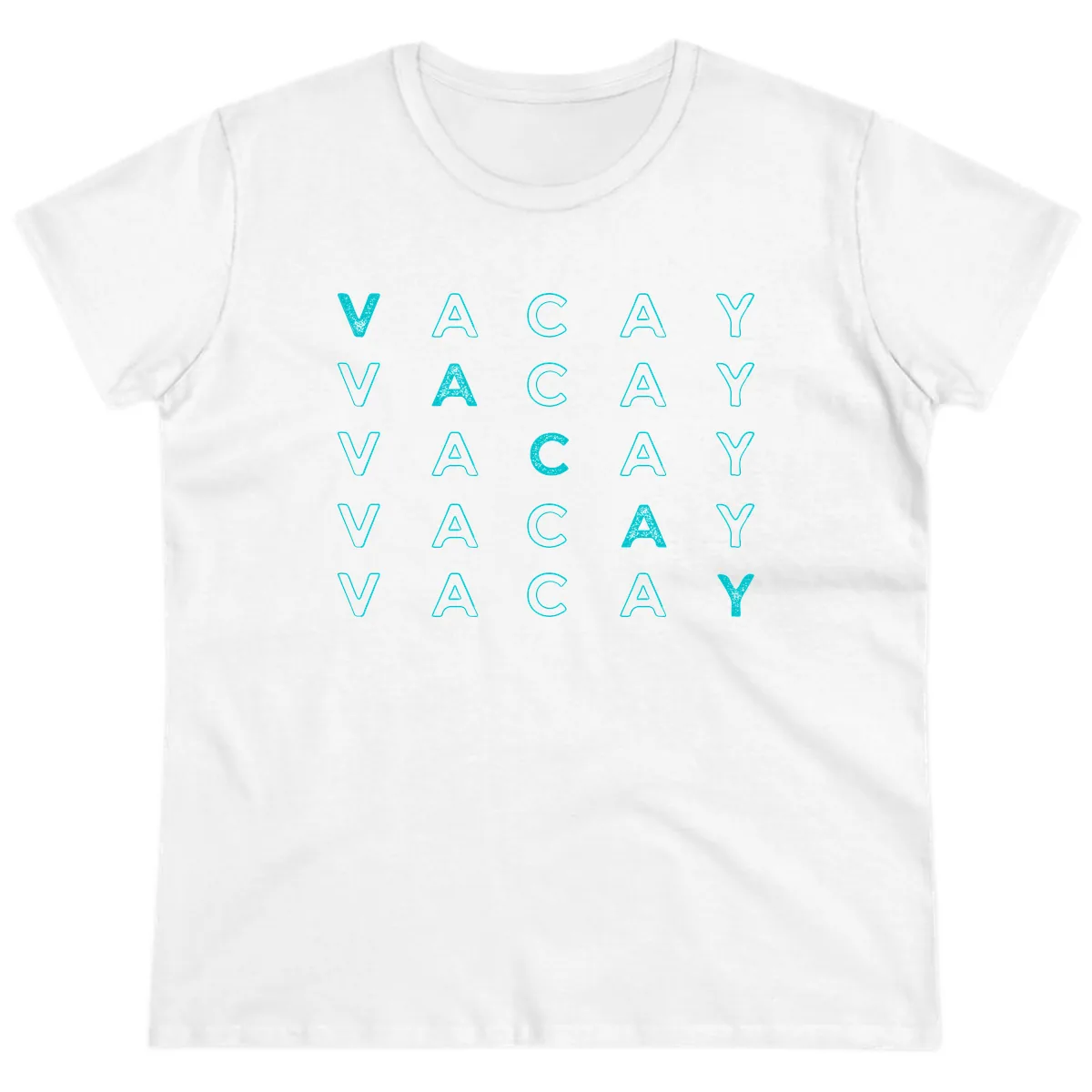 Vacay Repeat Pattern Ladies Tee in White