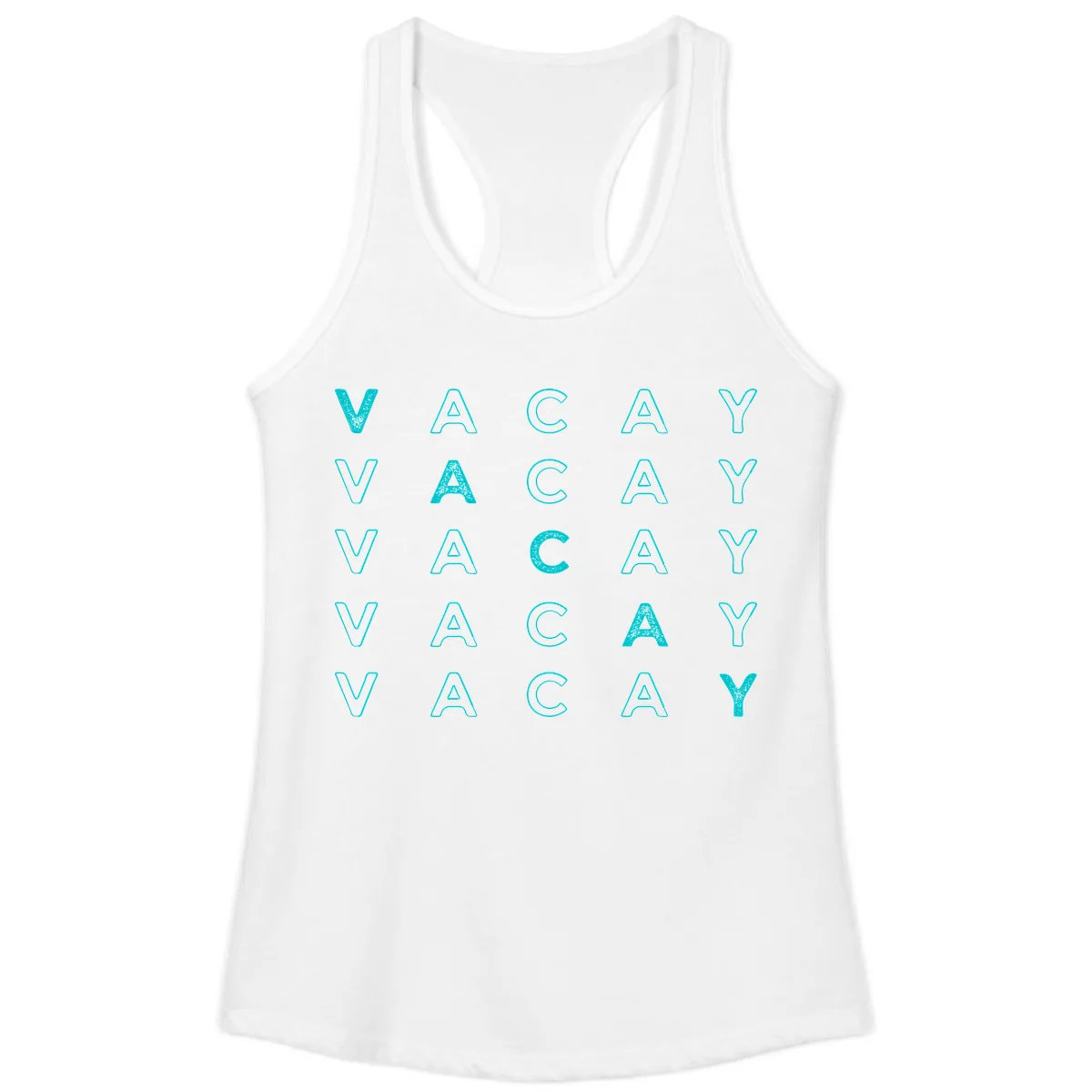 Vacay Repeat Pattern Ladies Tank in White