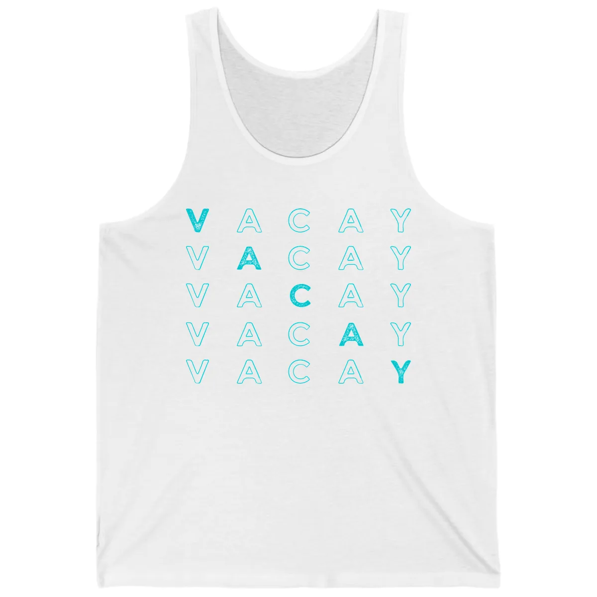 Vacay Repeat Pattern Tank in White