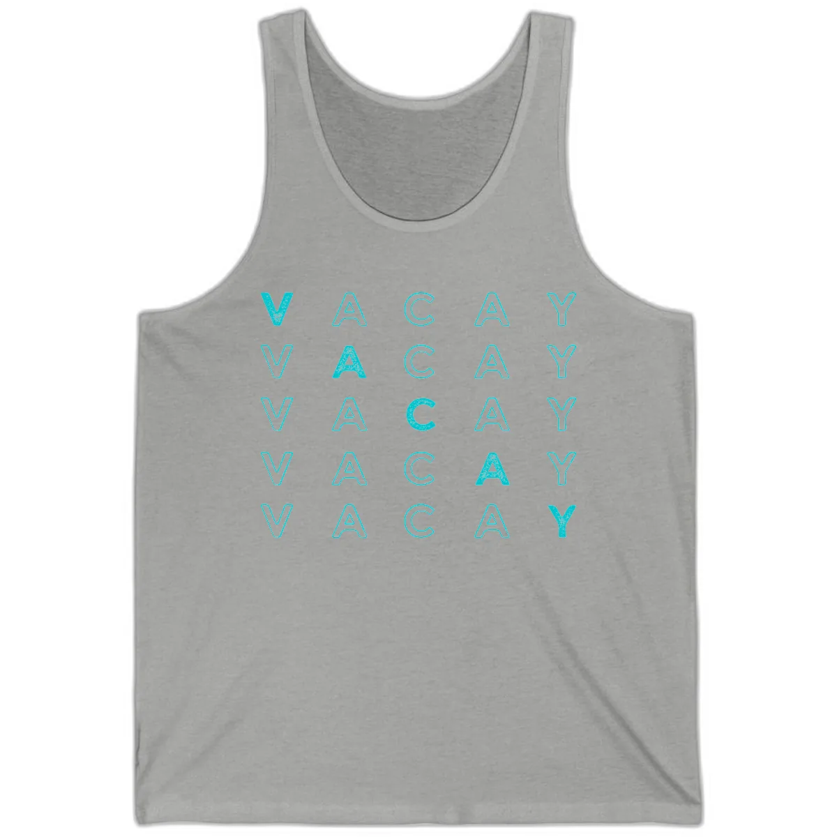 Vacay Repeat Pattern Tank in Athletic Heather