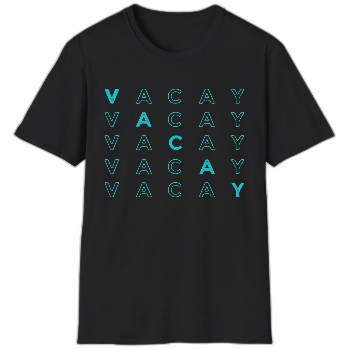Vacay Repeat Pattern T-Shirt in Black