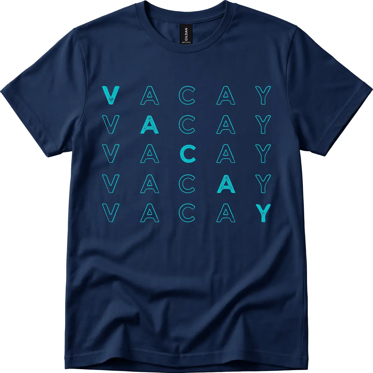 Vacay Repeat Pattern T-Shirt in Navy
