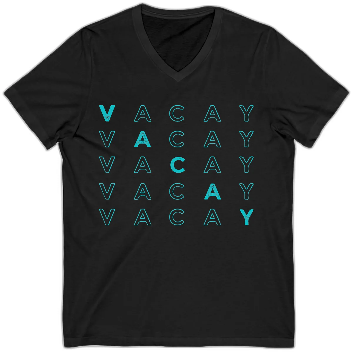 Vacay Repeat Pattern V-Neck in Black