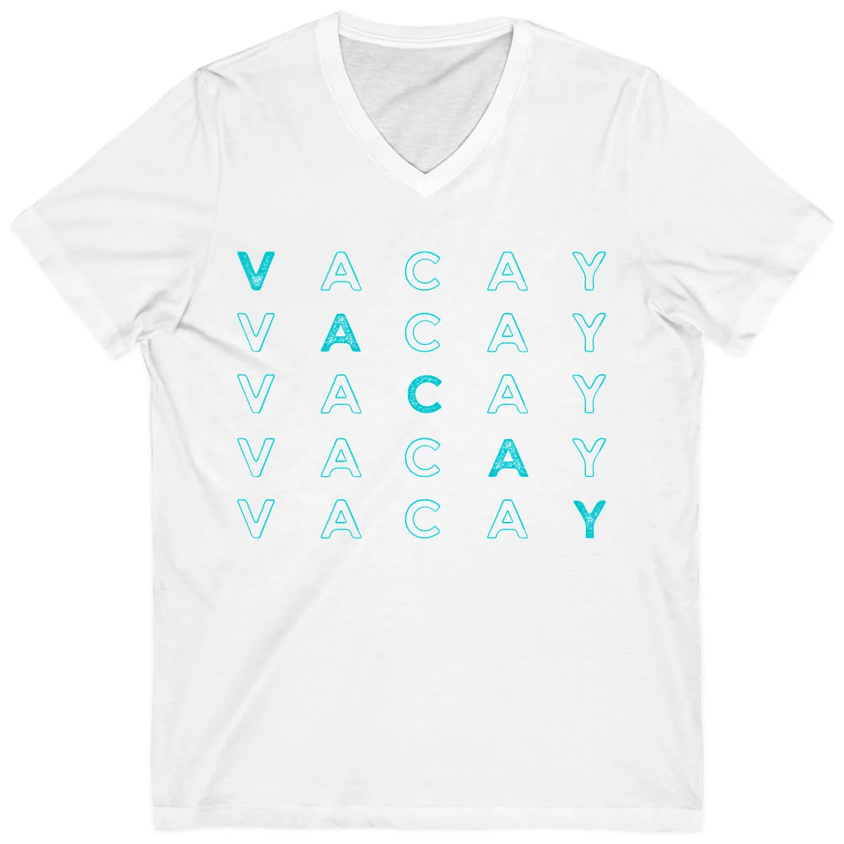 Vacay Repeat Pattern V-Neck in White