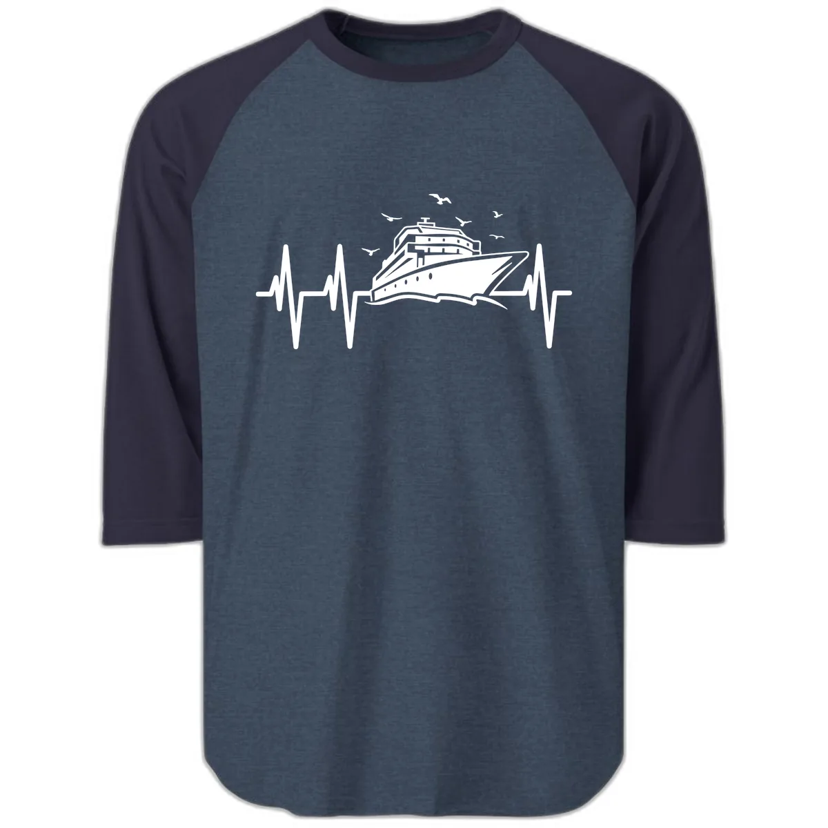 Cruise Heartbeat Raglan 3/4 in Heather Denim Navy