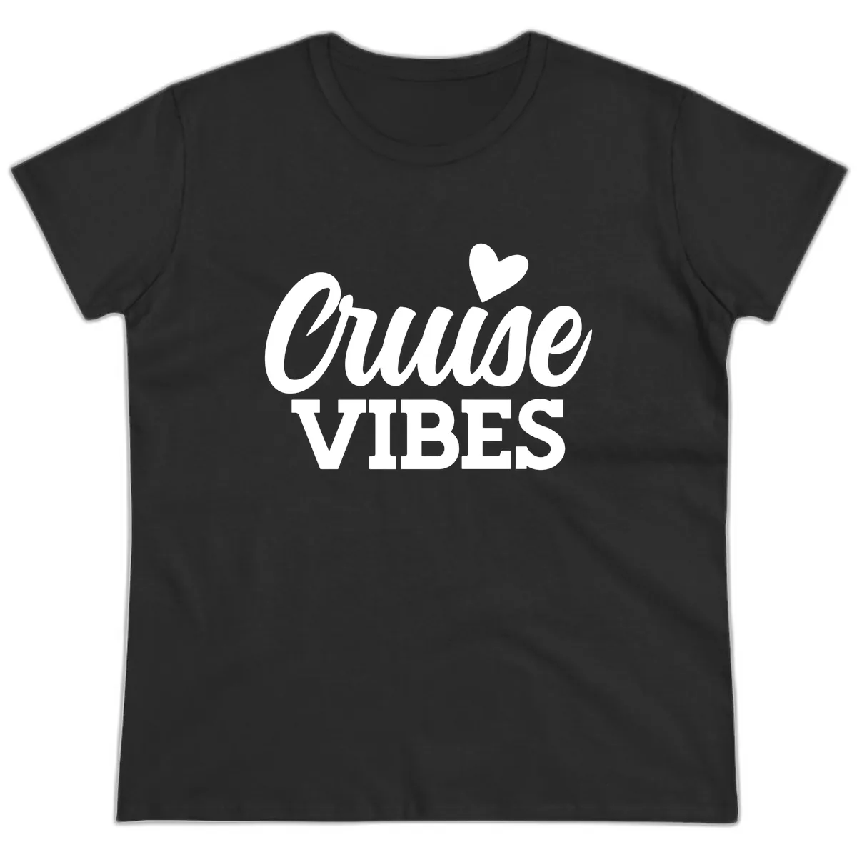 Cruise Vibes Heart Ladies Tee in Black