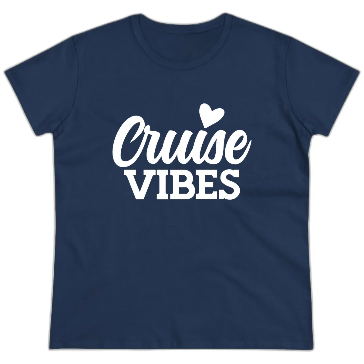 Cruise Vibes Heart Ladies Tee in Navy