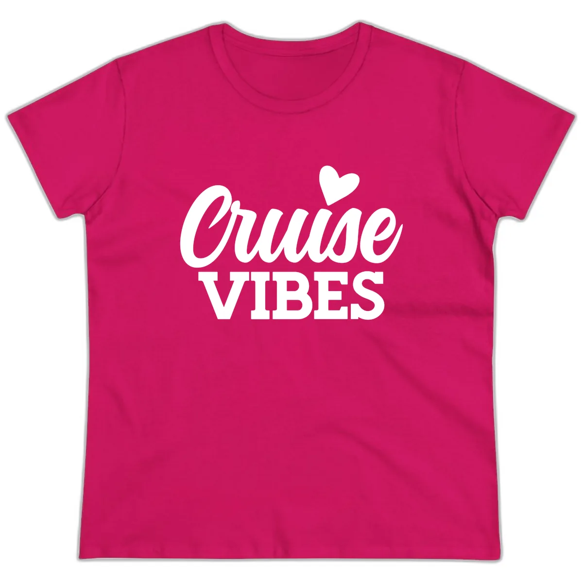 Cruise Vibes Heart Ladies Tee in Heliconia
