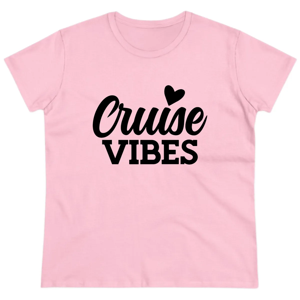 Cruise Vibes Heart Ladies Tee in Light Pink