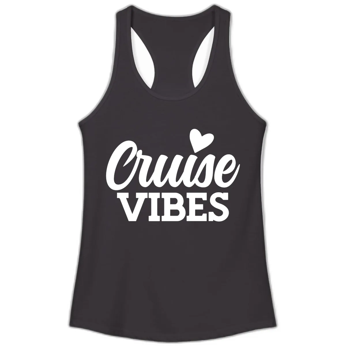 Cruise Vibes Heart Ladies Tank in Black
