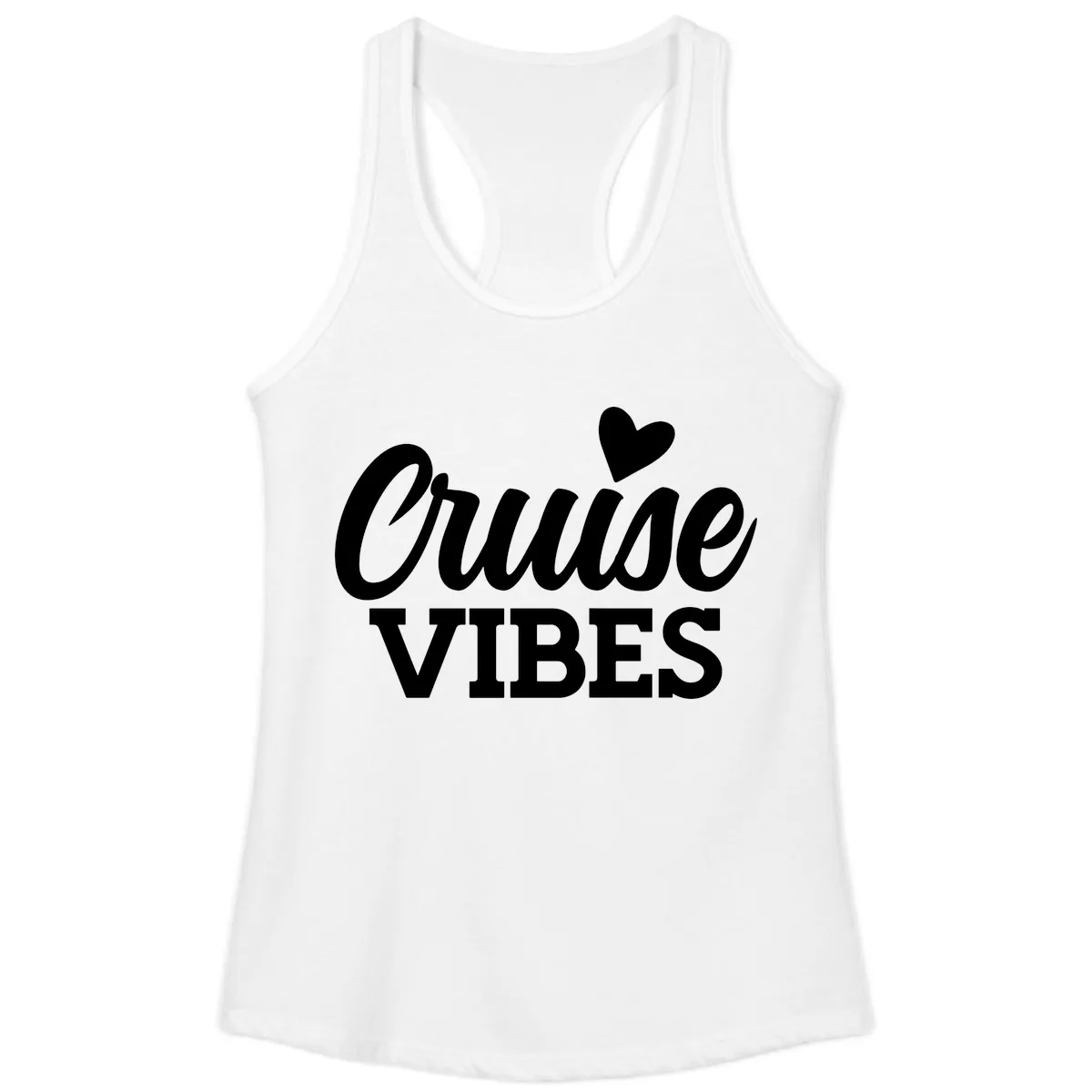 Cruise Vibes Heart Ladies Tank in White