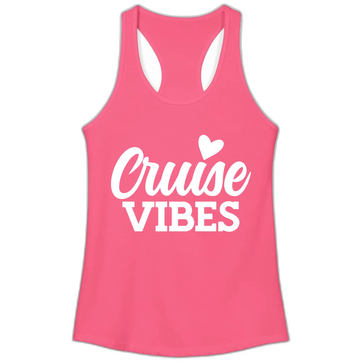 Cruise Vibes Heart Ladies Tank in Solid Hot Pink