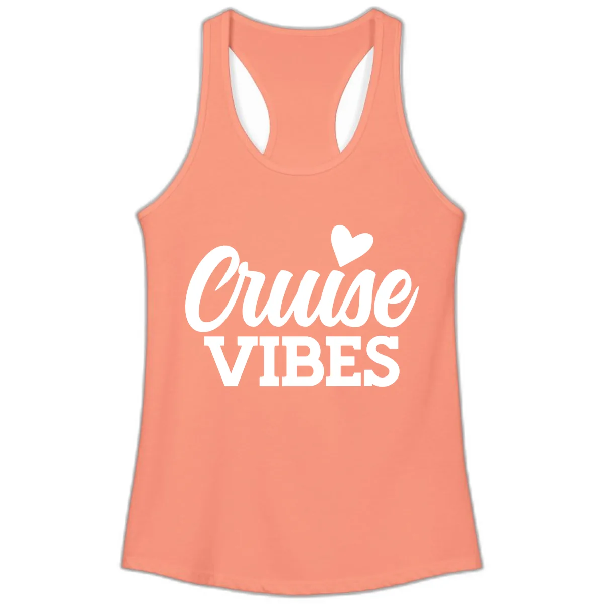 Cruise Vibes Heart Ladies Tank in Solid Light Orange