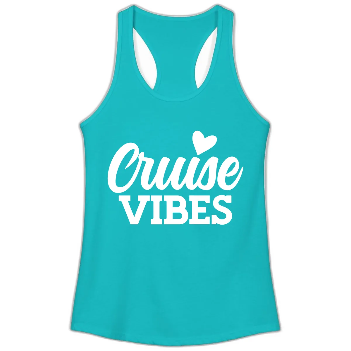 Cruise Vibes Heart Ladies Tank in Tahiti Blue