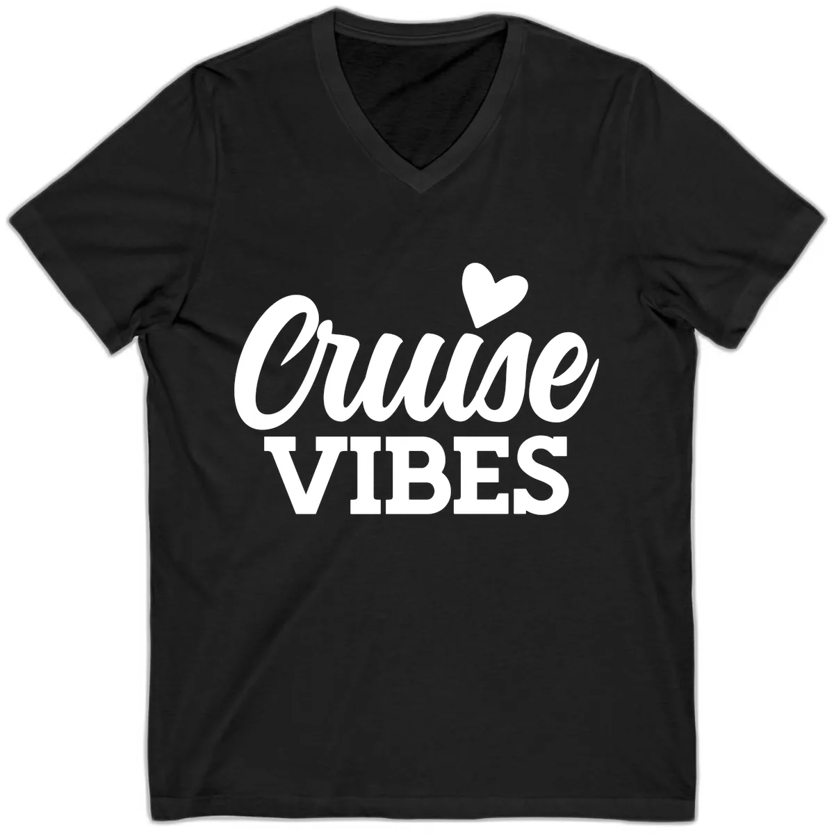 Cruise Vibes Heart V-Neck in Black