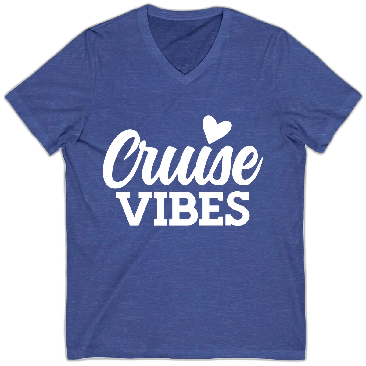 Cruise Vibes Heart V-Neck in Heather True Royal
