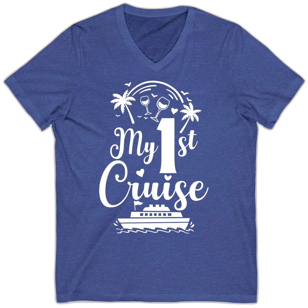 My 1st Cruise V-Neck in Heather True Royal