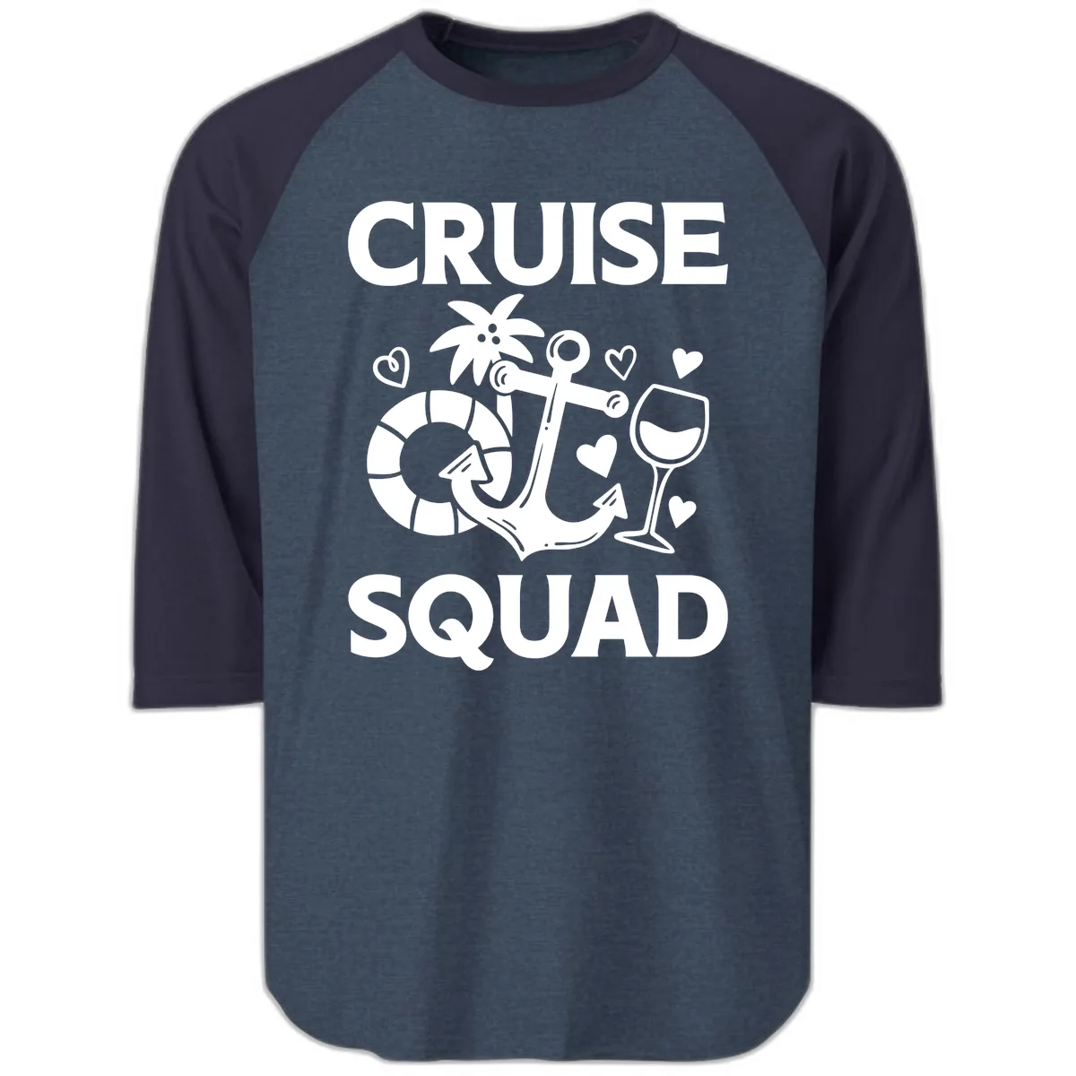 Cruise Squad Raglan 3/4 in Heather Denim Navy