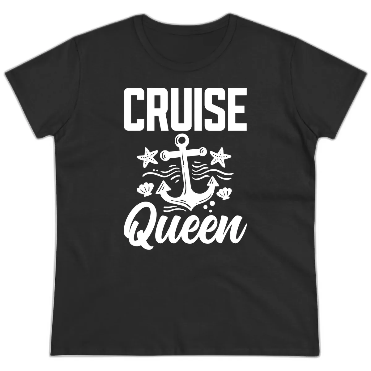 Cruise Queen Anchor Ladies Tee in Black