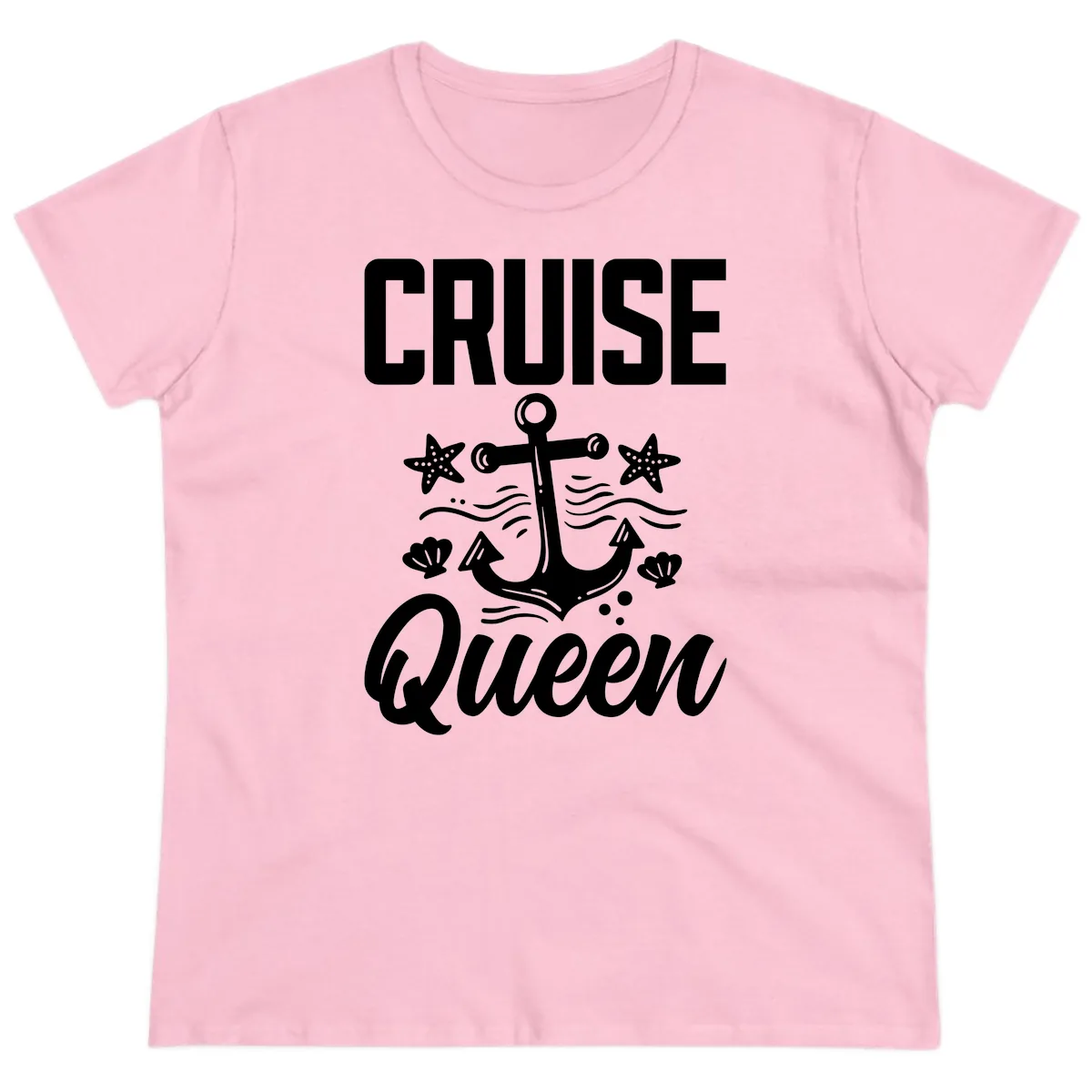 Cruise Queen Anchor Ladies Tee in Light Pink