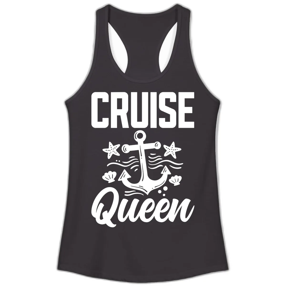 Cruise Queen Anchor Ladies Tank in Black