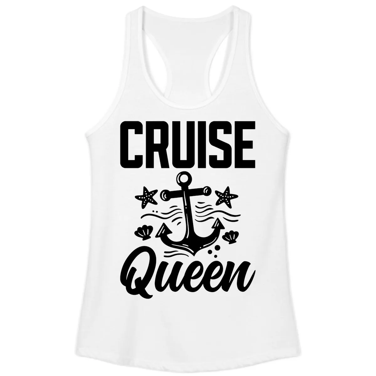 Cruise Queen Anchor Ladies Tank in White