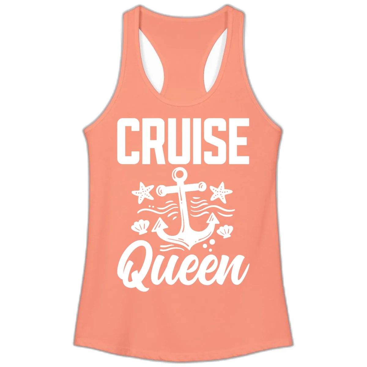 Cruise Queen Anchor Ladies Tank in Solid Light Orange