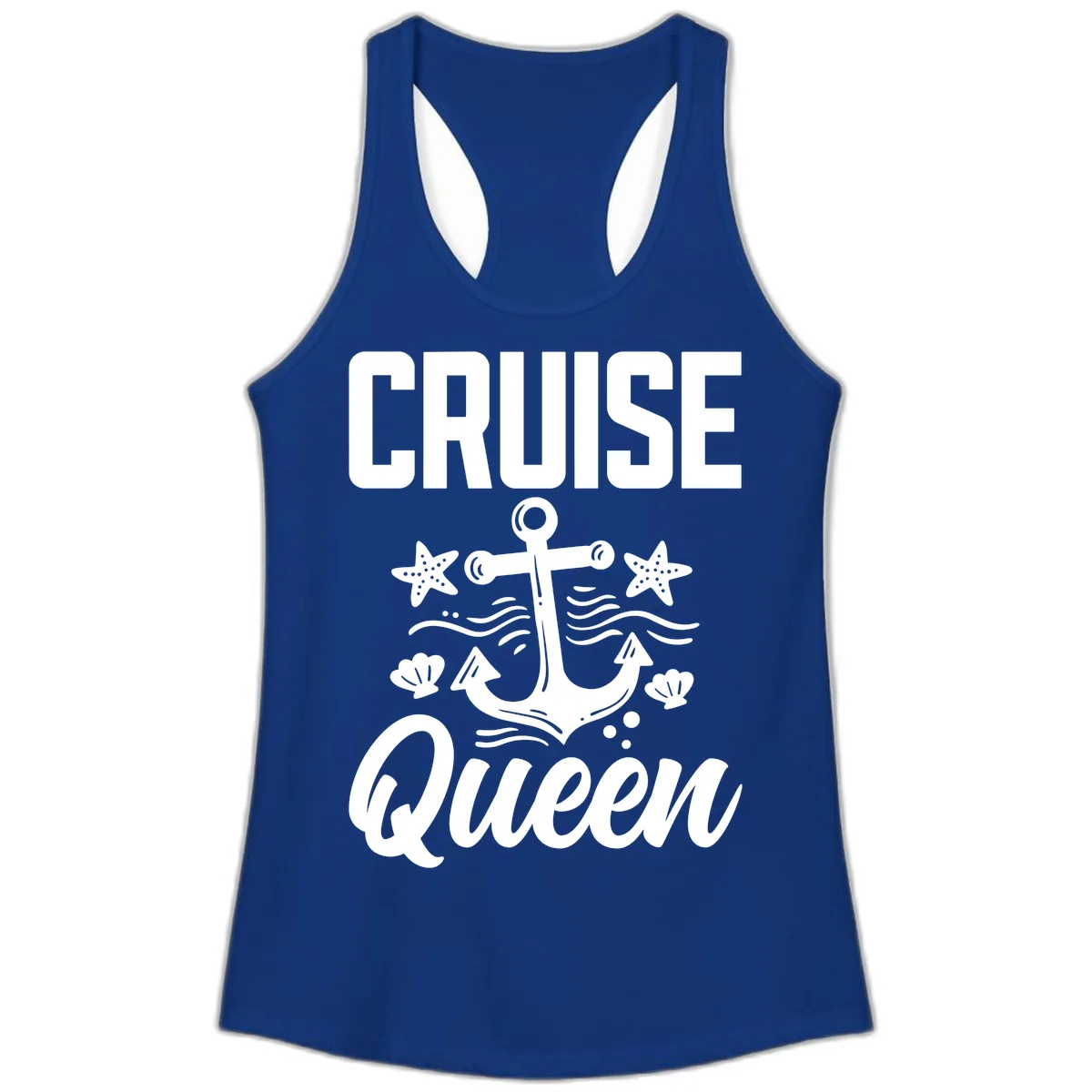 Cruise Queen Anchor Ladies Tank in Solid Royal