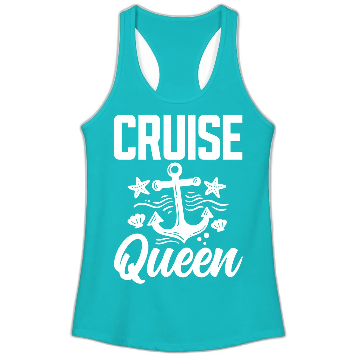 Cruise Queen Anchor Ladies Tank in Tahiti Blue