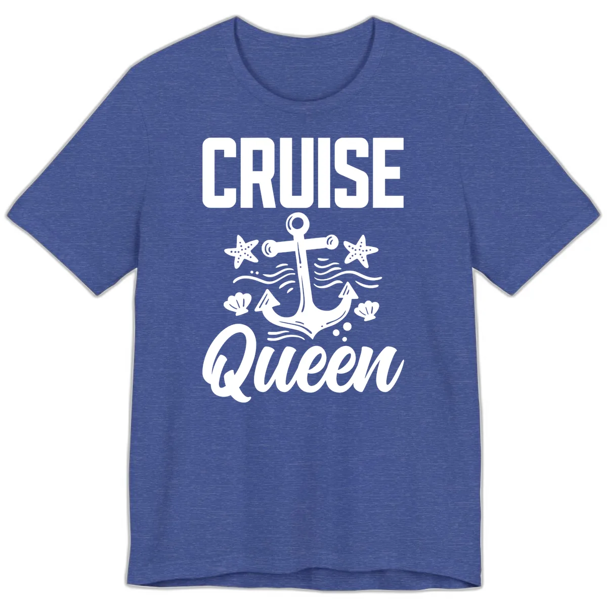 Cruise Queen Anchor Premium T-Shirt in Heather True Royal