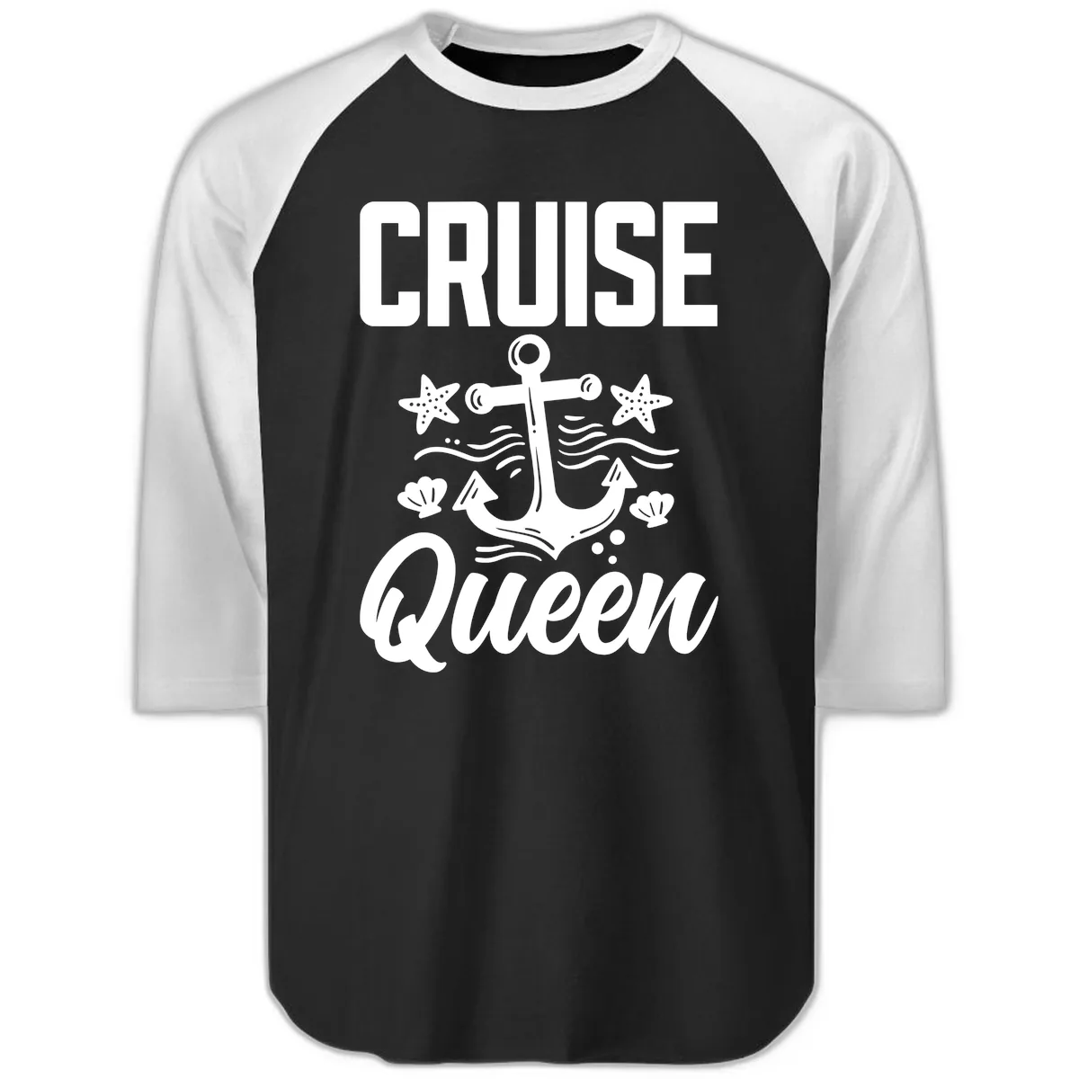 Cruise Queen Anchor Raglan 3/4 in Black White