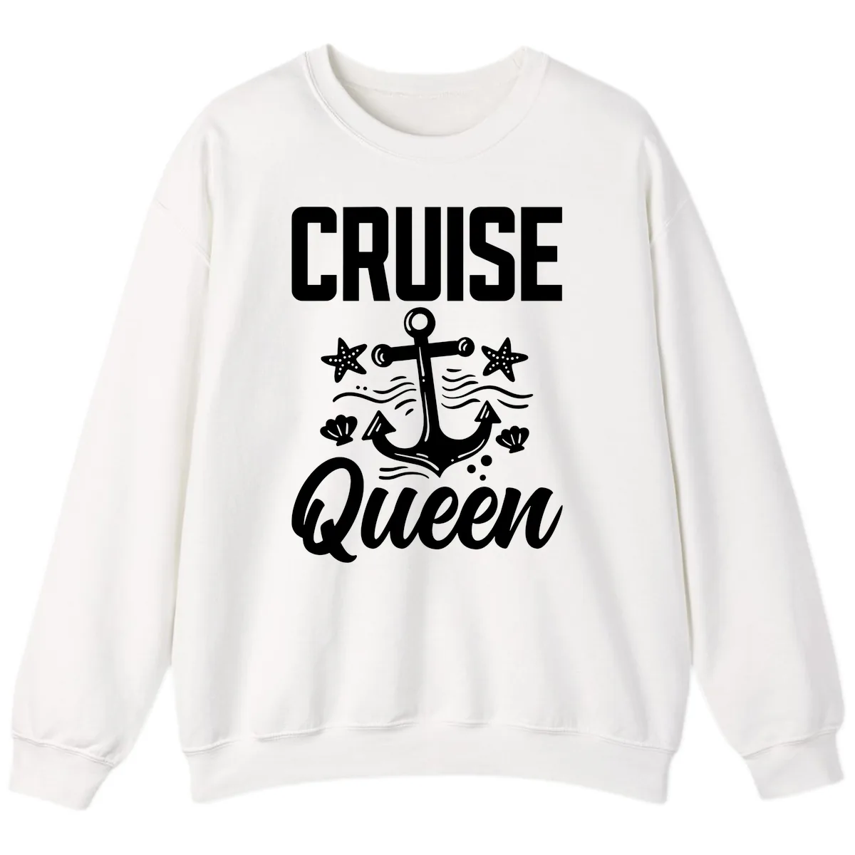 Cruise Queen Anchor Sweatshirt in White