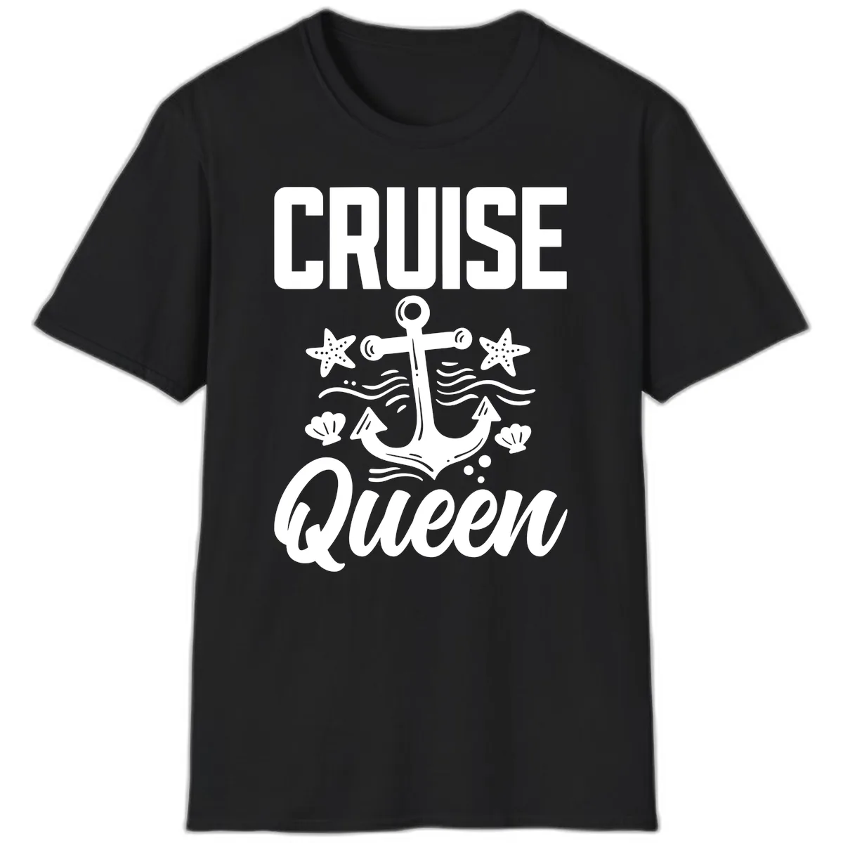 Cruise Queen Anchor T-Shirt in Black