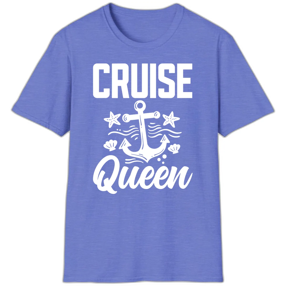 Cruise Queen Anchor T-Shirt in Heather Royal