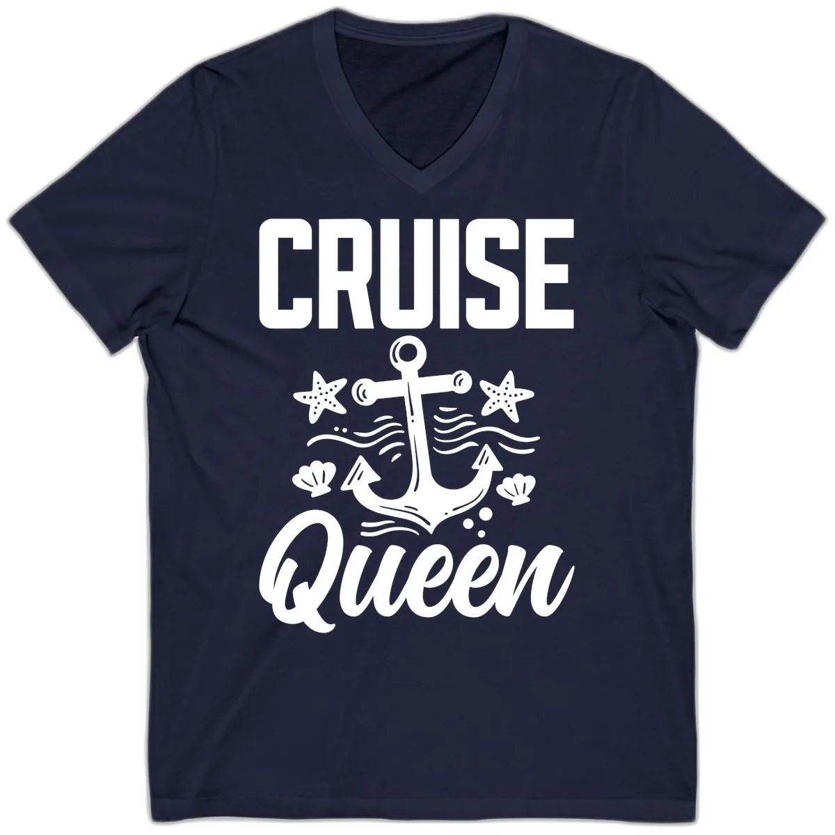 Cruise Queen Anchor V-Neck in Navy