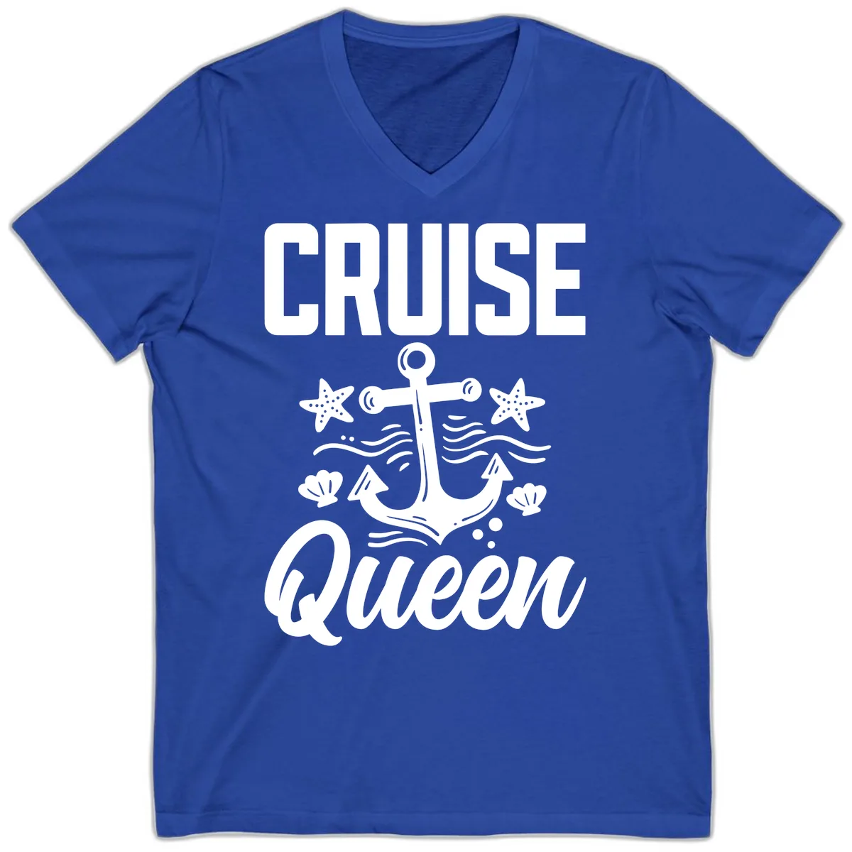 Cruise Queen Anchor V-Neck in True Royal