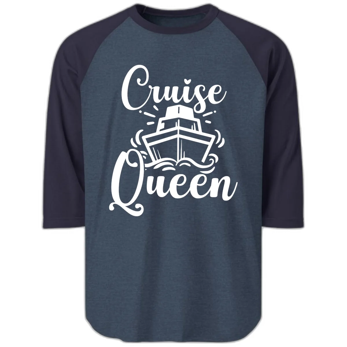Cruise Queen Raglan 3/4 in Heather Denim Navy