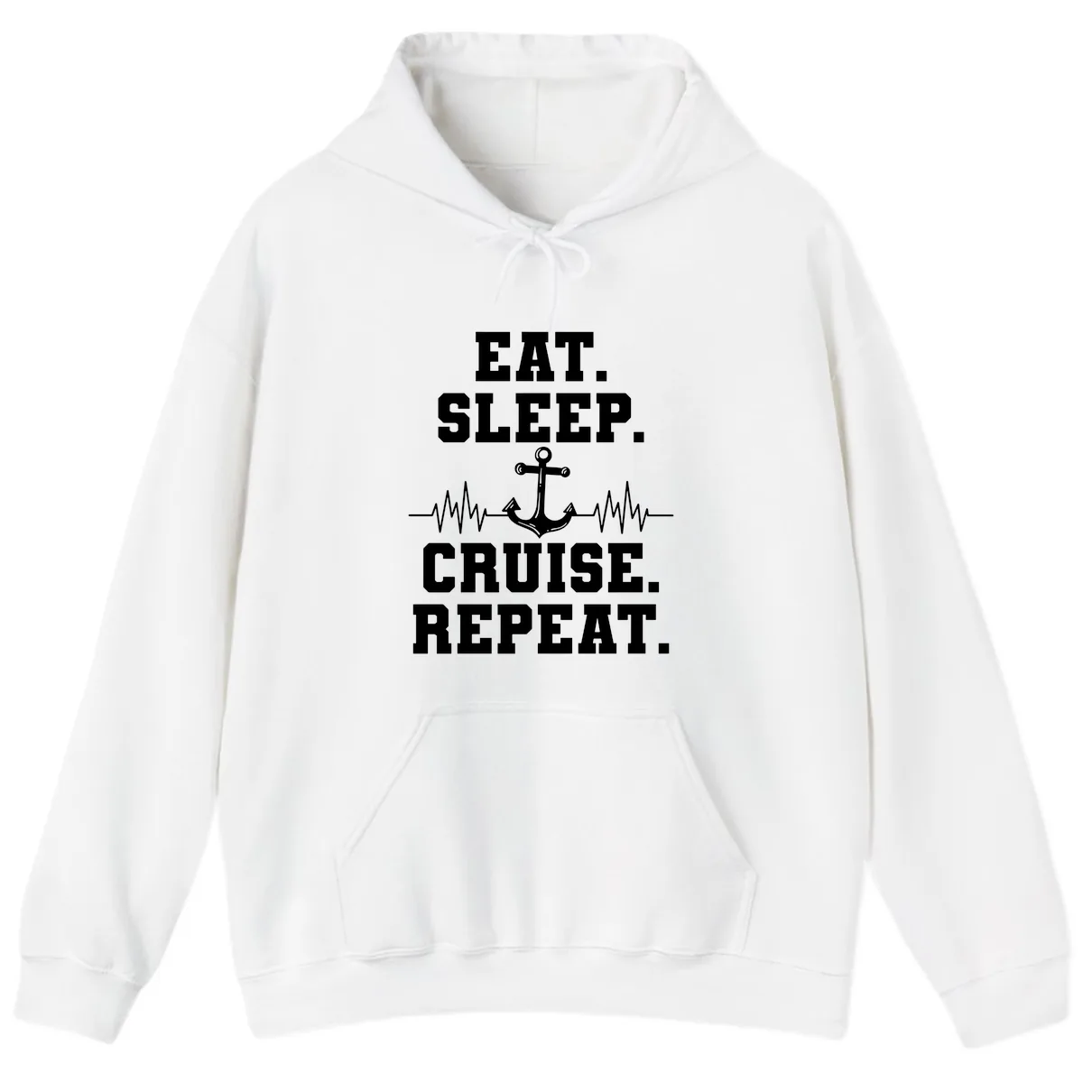 Eat Sleep Cruise Repeat Anchor Hoodie in White