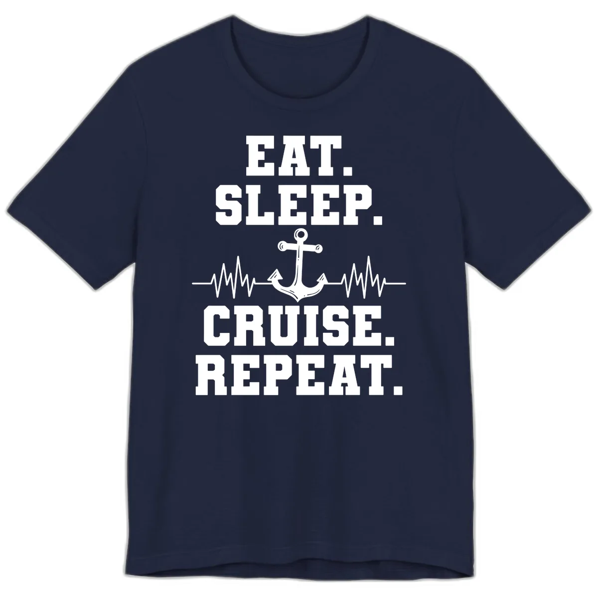 Eat Sleep Cruise Repeat Anchor Premium T-Shirt in Navy