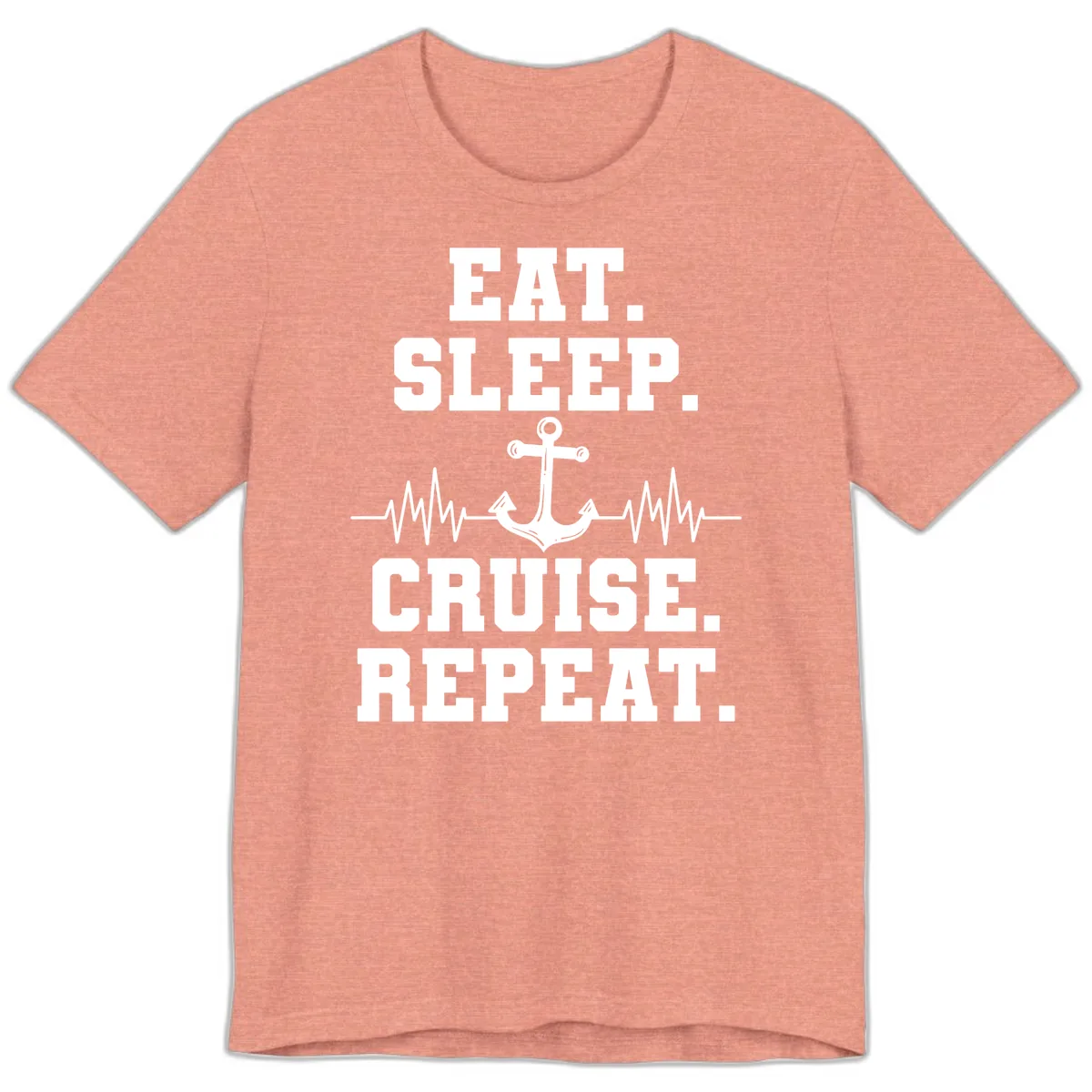 Eat Sleep Cruise Repeat Anchor Premium T-Shirt in Heather Sunset