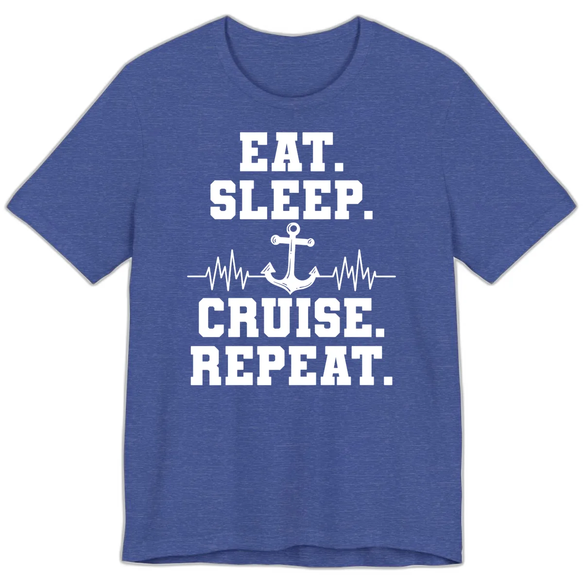 Eat Sleep Cruise Repeat Anchor Premium T-Shirt in Heather True Royal